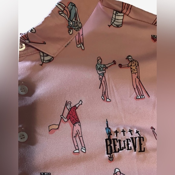NWT Believe Pink Polo, Men’s Size Large - Picture 1 of 6